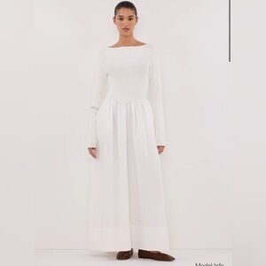 DISSH ABIGAIL WHITE HYBRID LONG SLEEVE MIDI DRESS